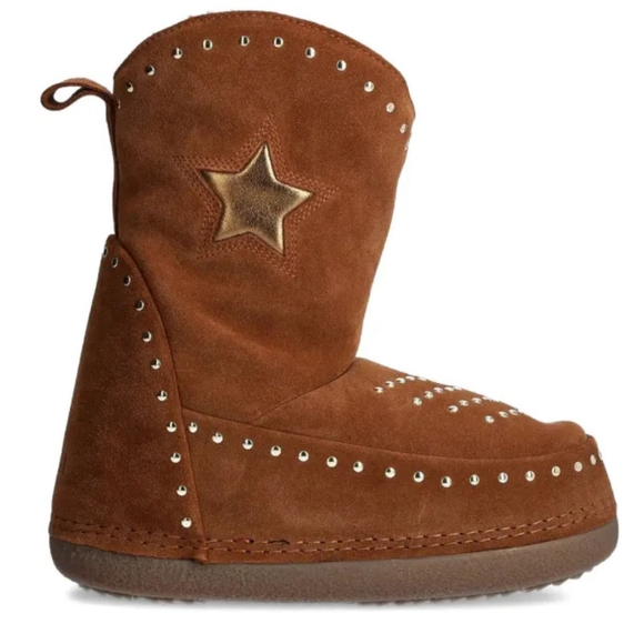 Inuikii NWT Brown
stud-embellished Cowboy Suede Sherpa Lined boots in Sz 38 - Picture 1 of 8